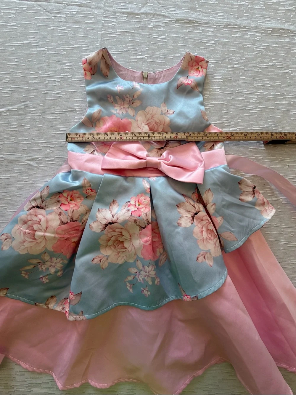Girls Floral High-Low Party Dress with Pink Bow size 3T or 4T